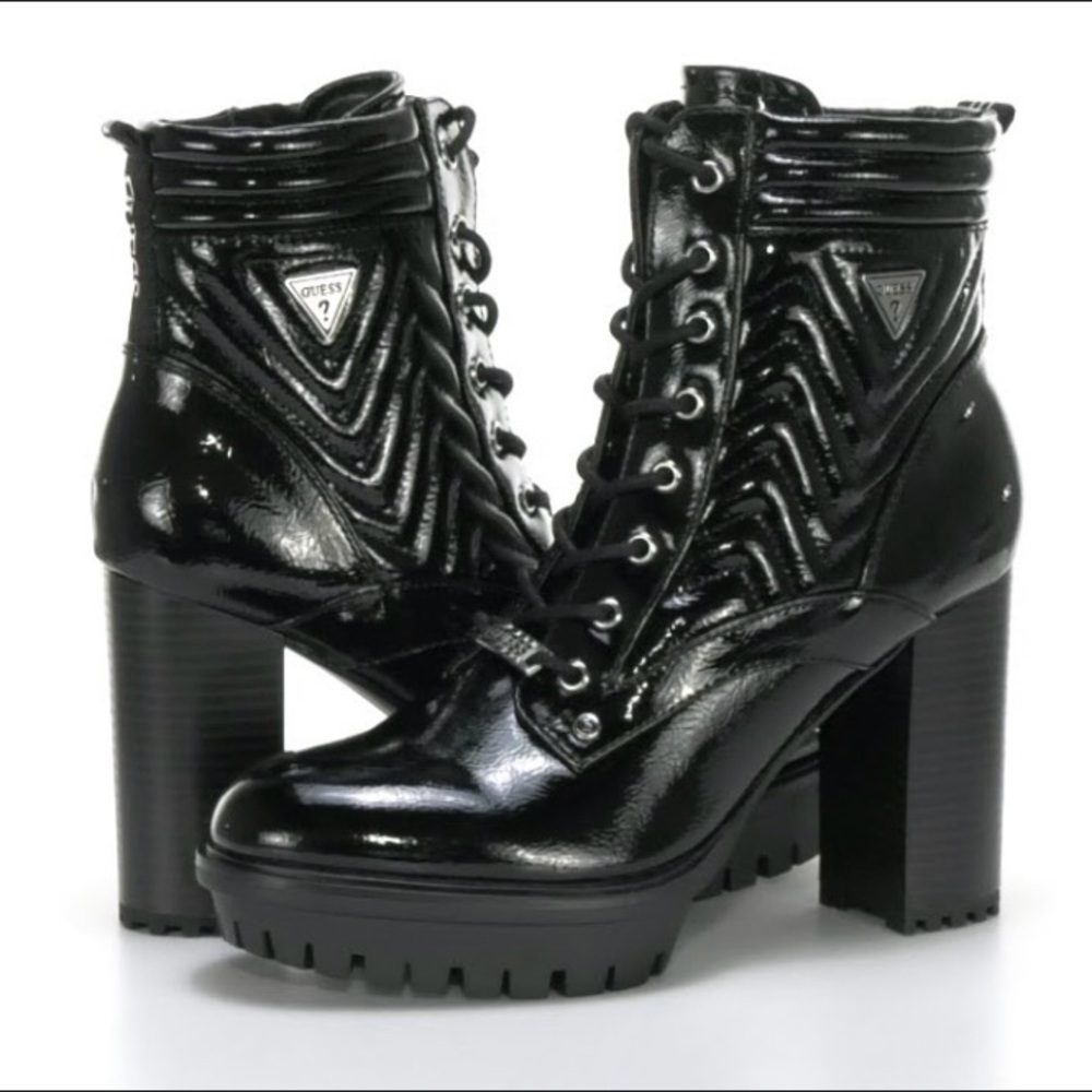 GUESS Manners Platform Heel Lace-Up Boots - Brand New Size 6